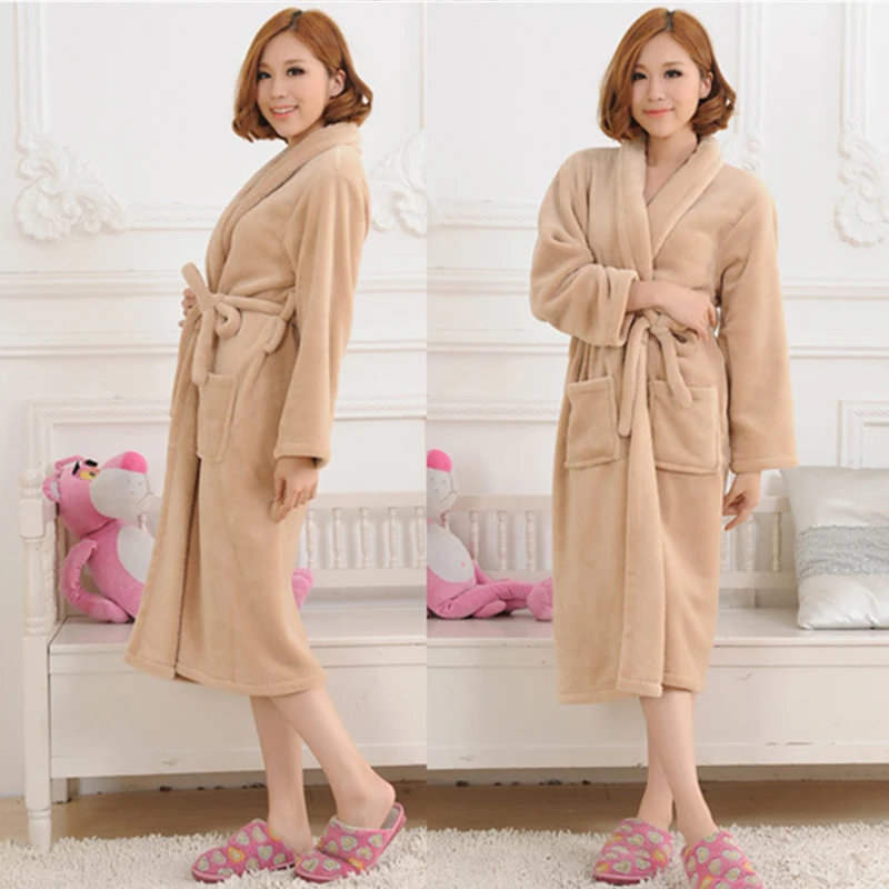 Long Bathrobes Women Robe Autumn Winter Warm Sleeve Flannel Female Sleepwear Lounges Homewear Pyjamas Nightdress | Женская одежда