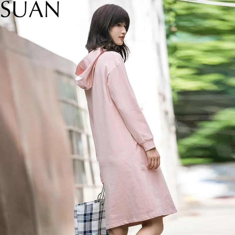 Суан 2018 Для женщин с длинными рукавами принтом Толстовки круглым вырезом