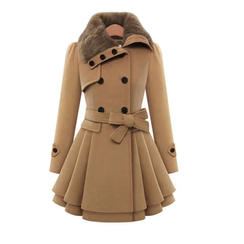 

Manteau Femme Hiver Fur collar Long Winter Wool Coat Women Thicker Skirt Female Woolen Jacket Abrigos Mujer Invierno 2017 Z338