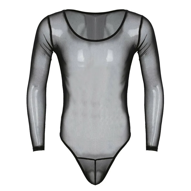 Черный Пикантные Для мужчин сетка Mankini прозрачная трико боди для Реслинга мужские кармашек ширинки гей-Фетиш Нижнее белье Одежда для клуба и ночной жизни - Цвет: Черный