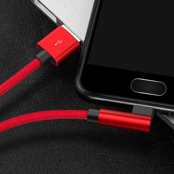 Red SUPTEC 90 градусов Micro USB кабель 2.4A Быстрая зарядка данных провода Шнур зарядное устройство кабель для Android samsung S6 S7 Edge Xiaomi huawei LG - Цвет: Red