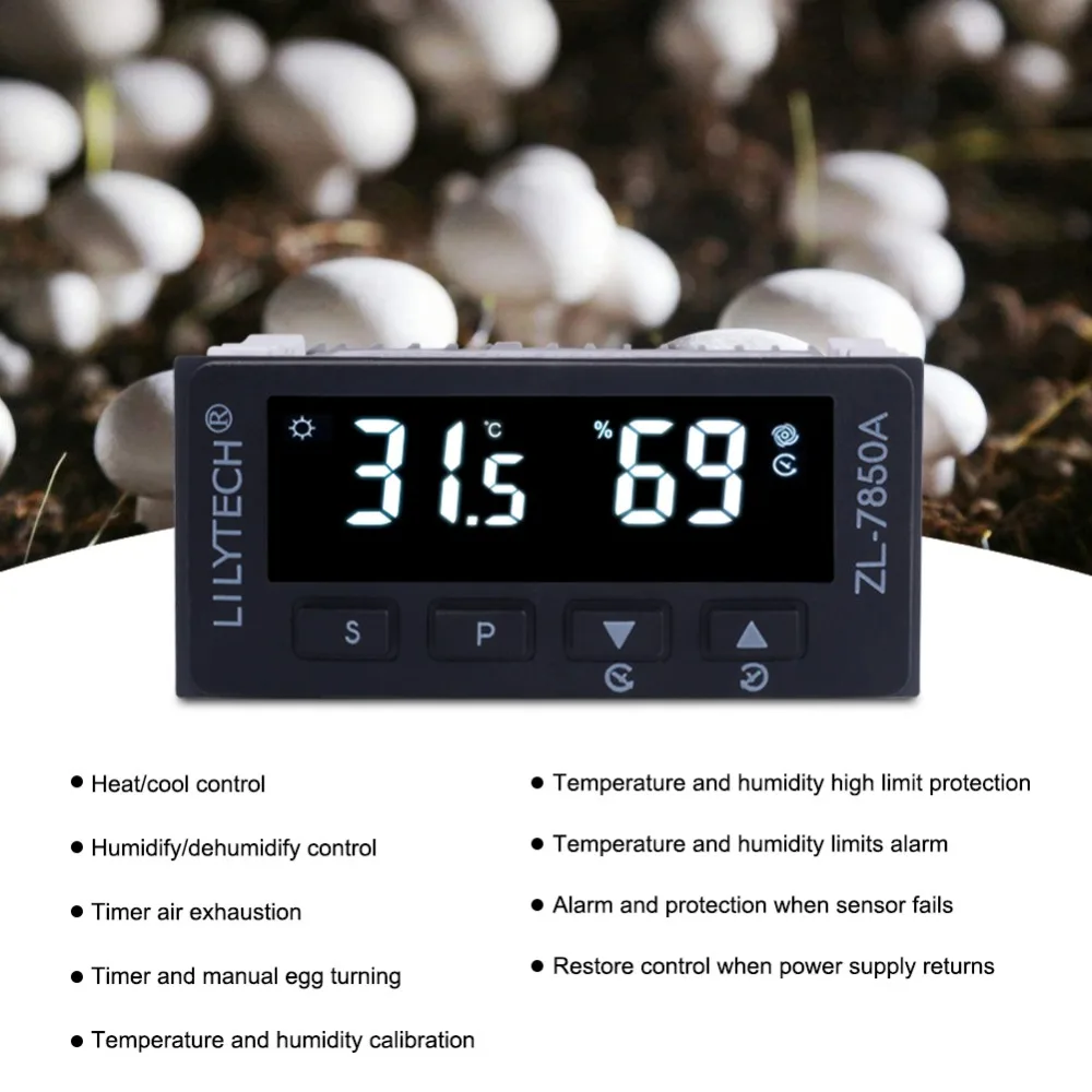 ZL-7850A 100-240VAC lcd температуры и влажности двойной дисплей инкубатор контроллер цифровой термостат для яичного инкубатора
