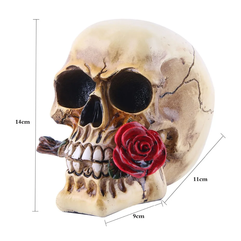 

MRZOOT Resin Craft Statues For Decoration Skull Rose Valentines Hotel Love Gift