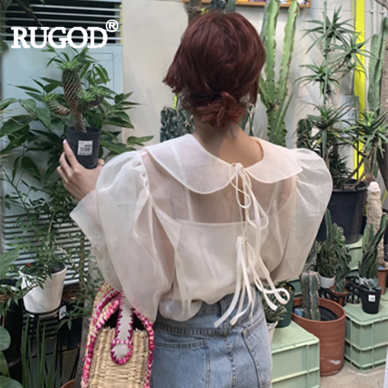 RUGOD 2019 женская шифоновая блузка + жилет Топ Питер Пэн воротник сладкий прочный