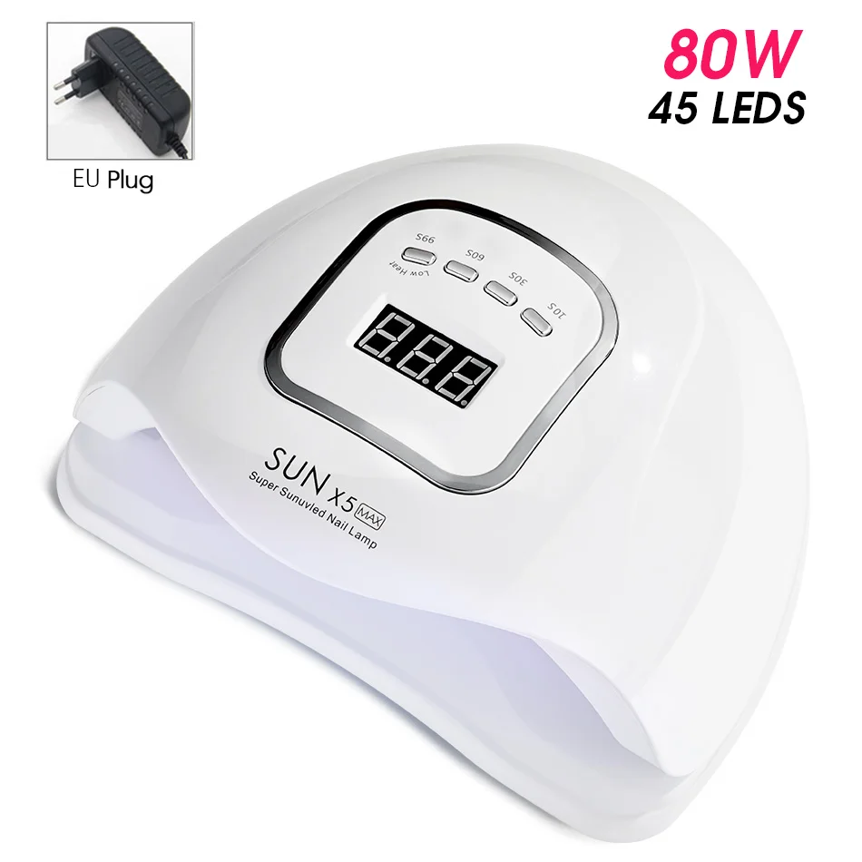 80W EU ROHWXY 36/80 Вт Светодиодный УФ-лампа для сушки ногтей 45 шт. светодиодный s УФ лампа для ногтей, отверждающая УФ-гель для ногтей ЖК-дисплей Дисплей лампы для ногтей с Сенсор - Цвет: 80W EU