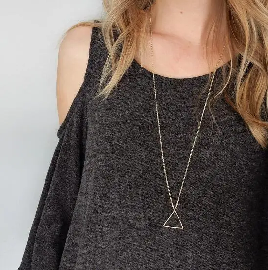 Новинка 2019 простая Женская Золотая цепочка чокер треугольное длинное ожерелье