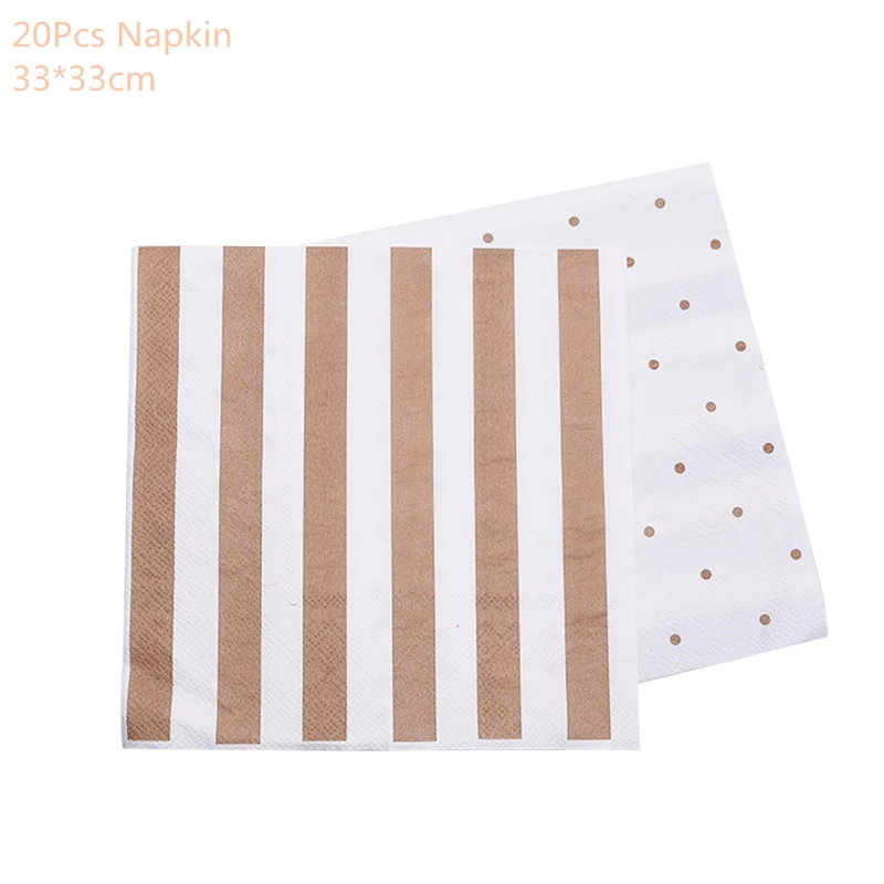 20pcs napkin Розовое золото вечерние одноразовые столовые приборы набор вечерние бумажные стаканчики тарелки и соломки вечерние украшения стола свадебные принадлежности для дня рождения - Цвет: 20pcs napkin
