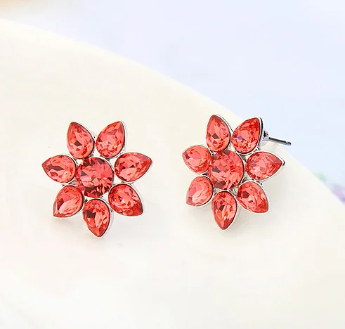 100% с украшением в виде кристаллов от Swarovski голубые шармы цветы серьги-гвоздики