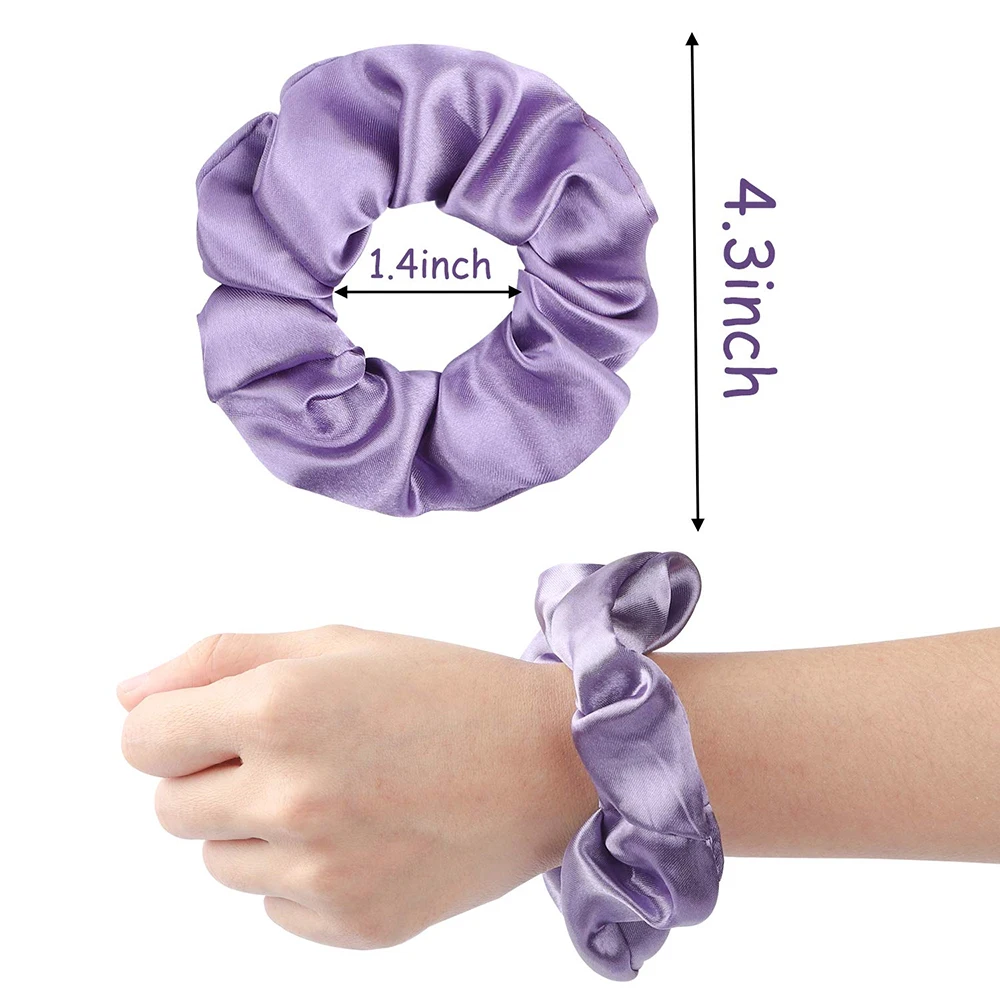 

New Fashion 28 Colors Satin Cloth Solid Color Large Intestine Circle Head Rope Flower Hair BandElastic Ladies Hair Accessories