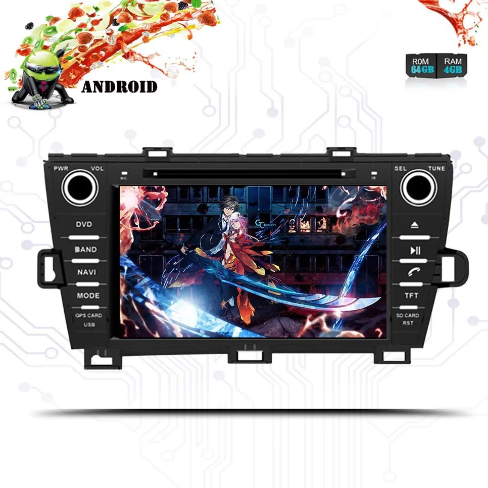 Android 9 0 8 ядер 4G RAM 64G ROM автомобильный DVD GPS для Toyota Prius 2009 2010 2011 2012 2013 WIFI Авторадио