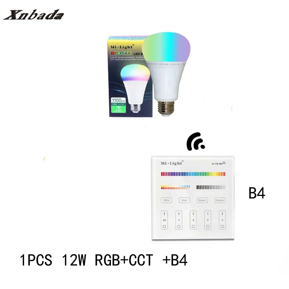 Mi Light 12W E27 RGB+CCT Led Bulb Dimmable AC85-265V Lamp B4(3V) Panel Remote MiLight Spotlight light Free Shipping | Лампы и