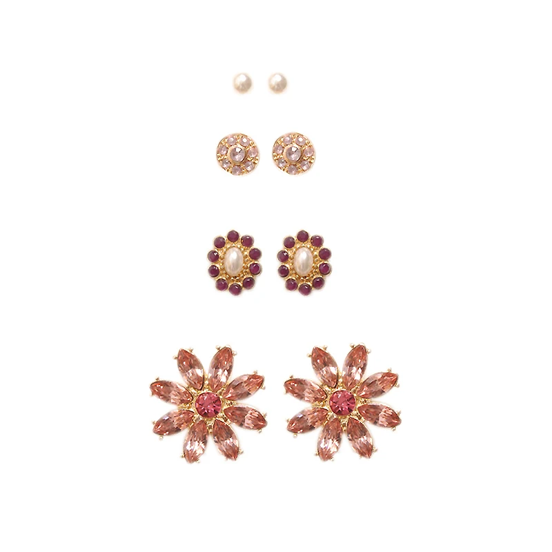 Fashionable gorgeous women jewelry girl birthday party beautiful pink purple ear nail suit white pearl earring agent shipping | Украшения и