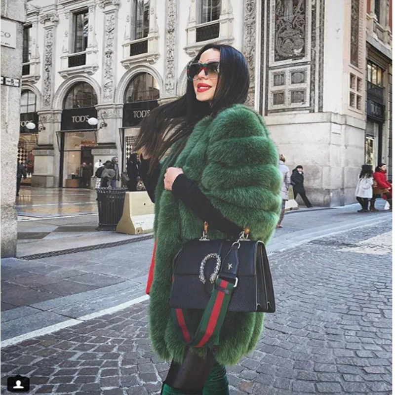 

FURSARCAR Fashion Real Fox Fur Coat Women O-Neck Long High Street Genuine Natural Fur Female Jacket Winter Thick Fox Fur Coats