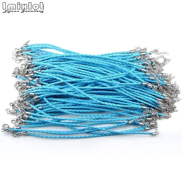 Sky Blue 10 шт./лот 7,5 дюймов браслеты и браслеты PU браслет карамельный цвет PU вязаный браслет, кожаный шнур браслет - Окраска металла: Sky Blue