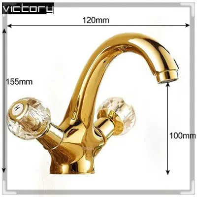2014 Double handle crystal gold bathroom basin tap sink faucet water Antique washbasin grifos | Обустройство дома