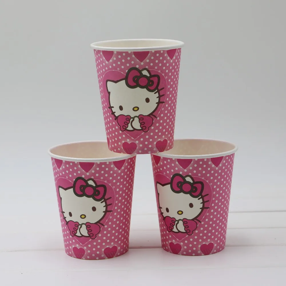 1 сумка 100 шт. бумажная чашка hello kitty для мальчиков и девочек украшение на день