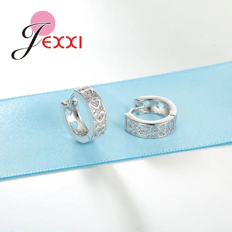 Romantic Heart Design Women Wide Hoop Earrings Wholesale 925 Sterling Silver Ear Piercing Jewelry Best Lady Birthday Gifts | Украшения и