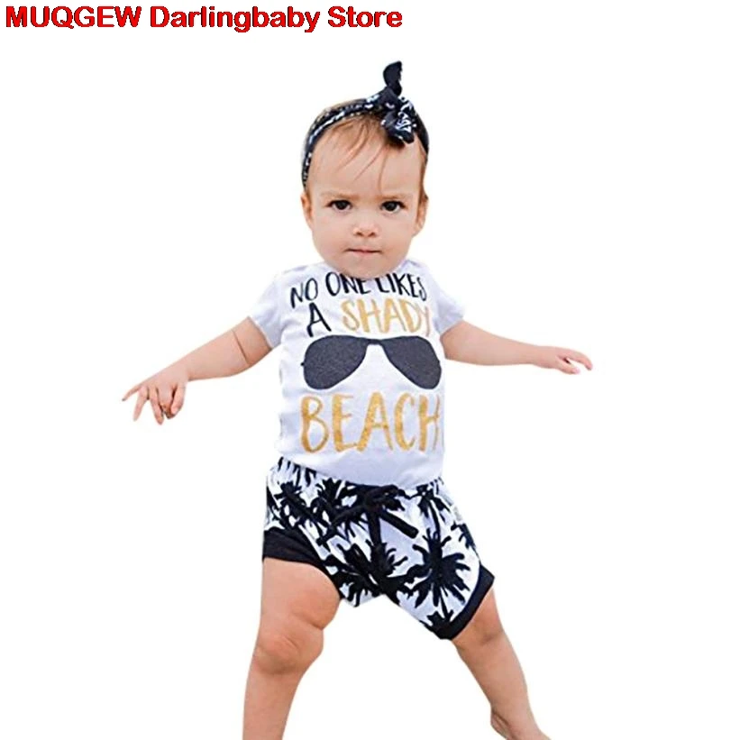 Newborn Children Clothing Kids Clothes Letter Glasses Printed T-shirt Tops Tree Pants Outfits Girls Boys | Детская одежда и обувь