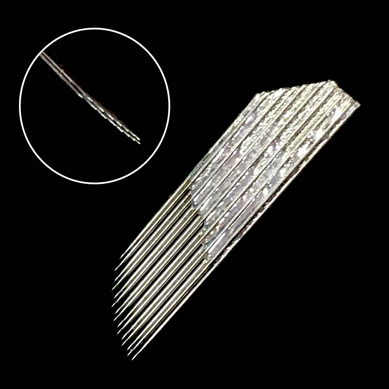 

30 pcs 2 Rows 15 Bevel Pin Permanent Eyebrow Makeup Needle Blades For Microblading Manual Pen 3D Embroidery Double Line Blades