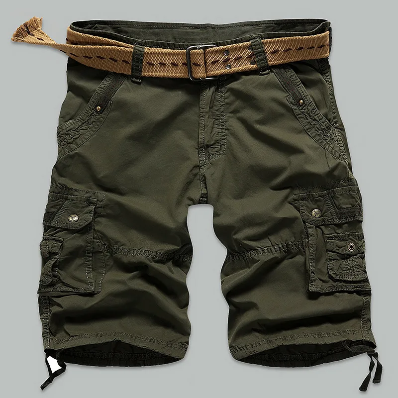 Новые модные шорты мужчин Летний стиль 2017 г. военные карманы Твердые Хлопок