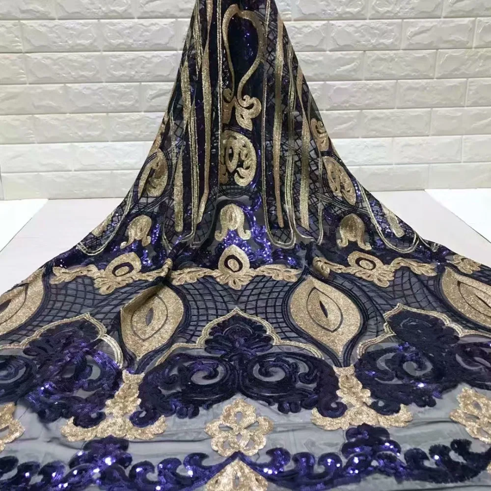 2019 красивые африканские кружева высокая яркость с белыми золотыми блестками для