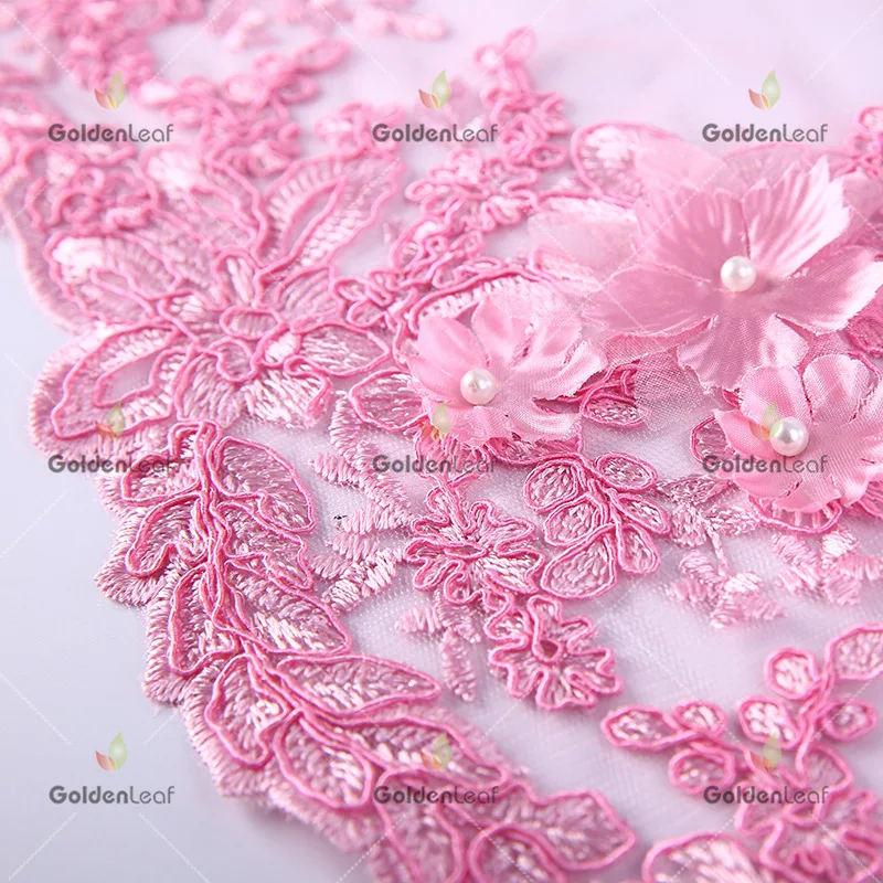 5 ярдов модный дизайн тяжелая вышитая кружевная ткань разноцветная Цветочная