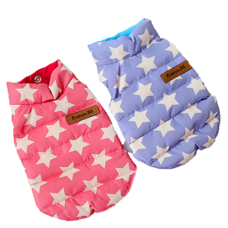 Зимнее пальто для собак с принтом звезд теплая хлопковая куртка домашних
