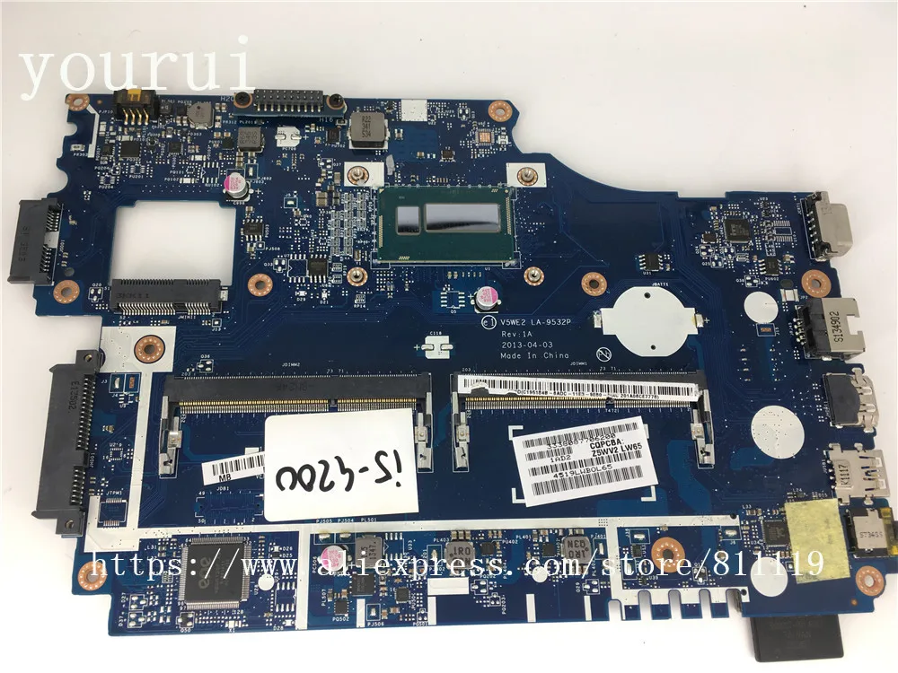 Yourui NBMFM11007 для Acer Aspire E1 532 572 ноутбук материнская плата V5WE2 LA 9532P NB.MFM11.007 SR170 i5 4200u тест
