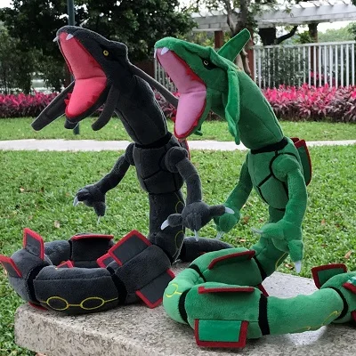 2 стиля Дракон плюшевая игрушка Мега Rayquaza 80 см зеленый и блестящий черный мягкий чучело Мультфильм фигурки куклы - Цвет: 2Pcs Rayquaza