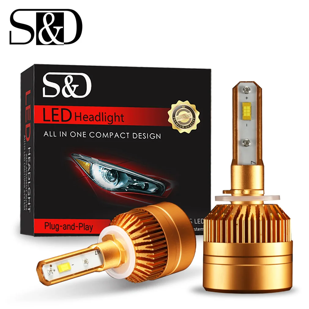 

S&D 2Pcs H27 880 881 LED Headlight Bulbs 12000lm 50W White Auto Headlamp Lamps Kits Car LED Fog Light H27W/2 H27W/1 12V