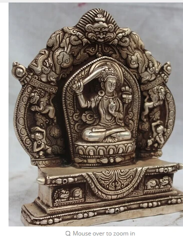 Тибетский серебряный буддийский Дракон Wenshu Manjushri Bodhisattva статуя wan bronze заводские
