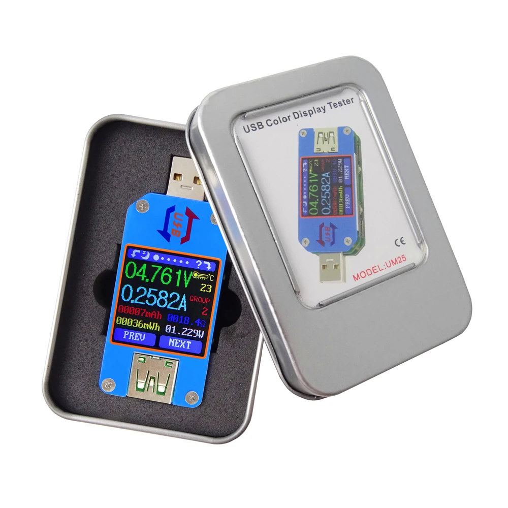 USB тестер 2 0 Type C цветной ЖК Вольтметр Амперметр измеритель тока напряжения