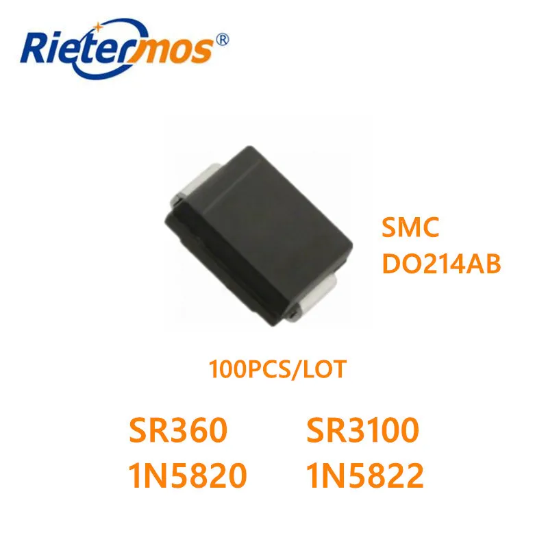 100 шт. SR360 SS36 SR3100 SS310 1N5820 SS32 1N5822 SS34 SMC DO214AB оригинал|smc| |