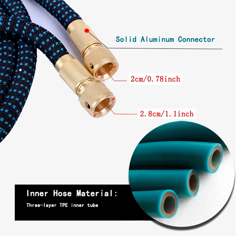 Садовый водный шланг 25 100 футов Телескопический гибкий волшебный с распылителем
