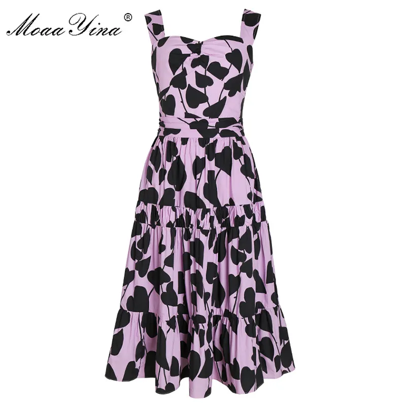 MoaaYina модное дизайнерское подиумное платье весна-лето женское Хлопковое на
