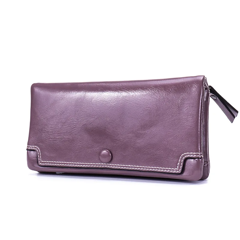 Женский кошелек длинная многофункциональная сумка из вощеной кожи с отделением