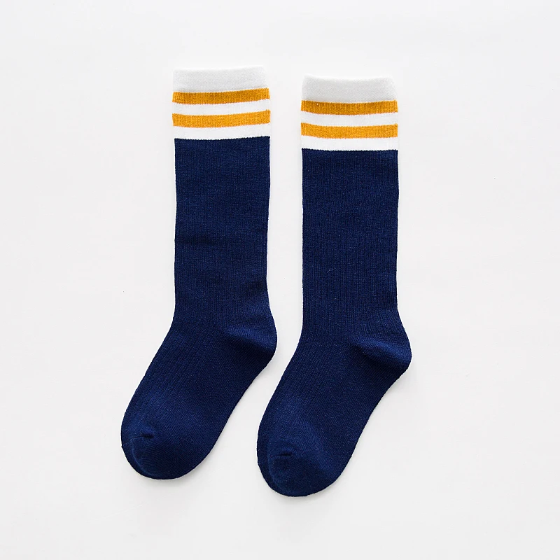 Детские носки до колена для девочек и мальчиков зимние теплые дышащие полосатые