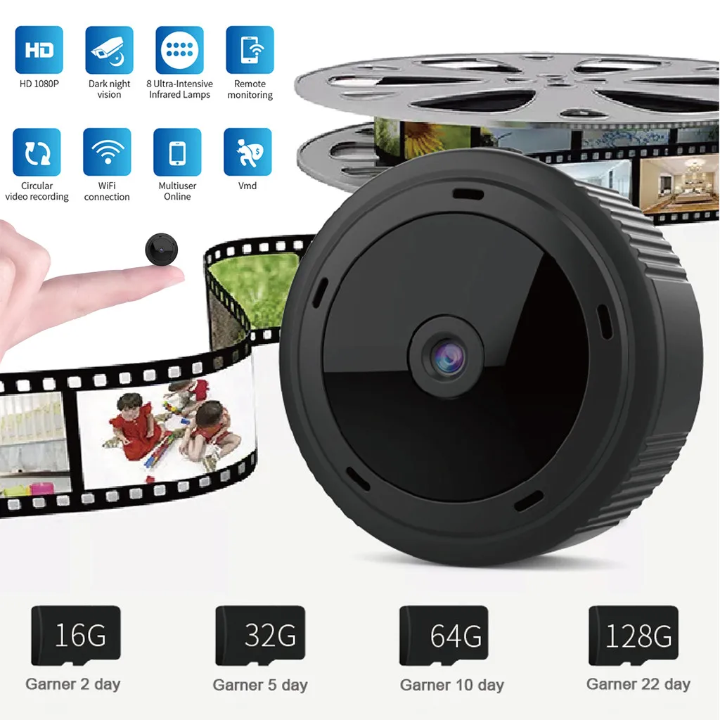 Мини камера wifi 2MP 1080 P Домашняя безопасность беспроводная маленькая инфракрасное