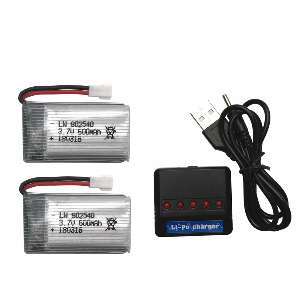 2 шт./лот 3 7 В 600 мАч 25C 1S Lipo аккумулятор + DC5V RC LIPO Аккумулятор Компактный Баланс