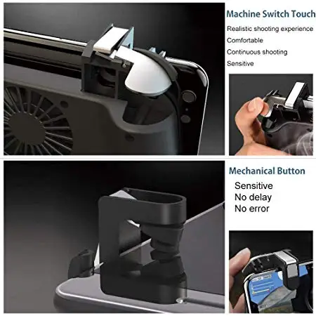 Мобильный контроллер с портативным зарядным устройством и вентилятором охлаждения, триггером PUBG, джойстиком, кнопкой огня и ручкой для Android и iOS.