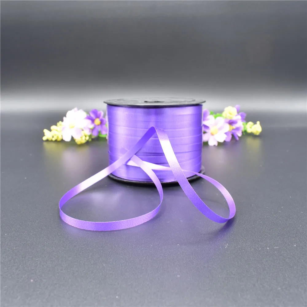 Purple 5mmX100Yard Воздушные шары ленты Лазерная Лента для украшения вечеринки Подарки на день рождения Сделай Сам упаковка свадебные украшения фольги атласные ленты аксессуары - Цвет: Purple 5mmX100Yard