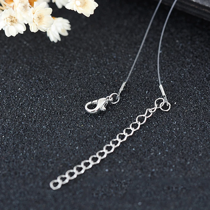 

LNRRABC Jewelry Necklace Chain Zircon Choker Women 1pc New Fashion Simple Fishing Line Crystal Pendant Charm Mermaid Tears