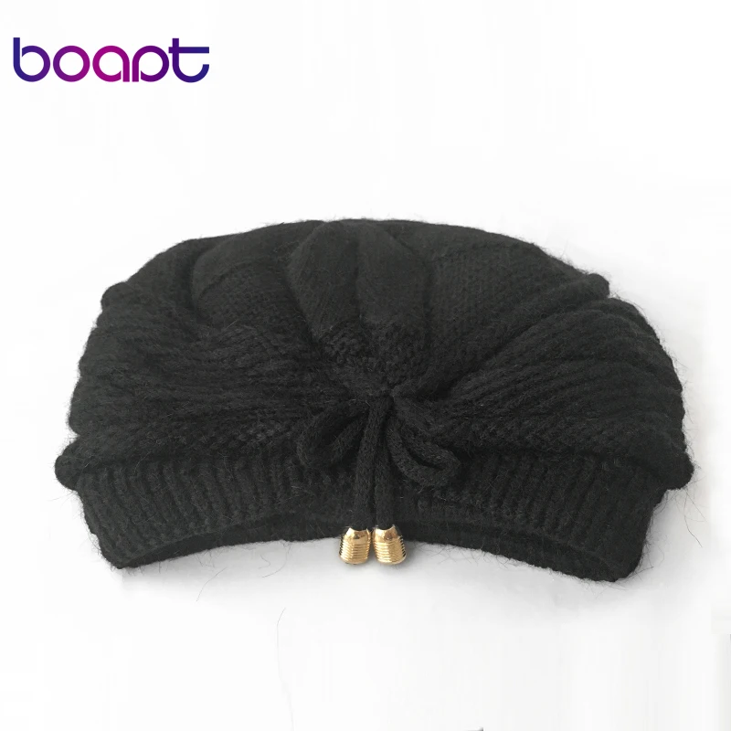 [boapt] на открытом воздухе зимние вязаная шапки лыжа натуральный помпон мех енота