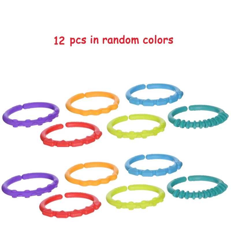 12 pcs random colors Jjovce детский игрушечный Радужный детский прорезыватель, куклы, цепь, кольцо сцепления, игрушка, звенья, держатель для подвешивания на круг, детский манеж, коляска, 0-12 месяцев - Цвет: 12 pcs random colors