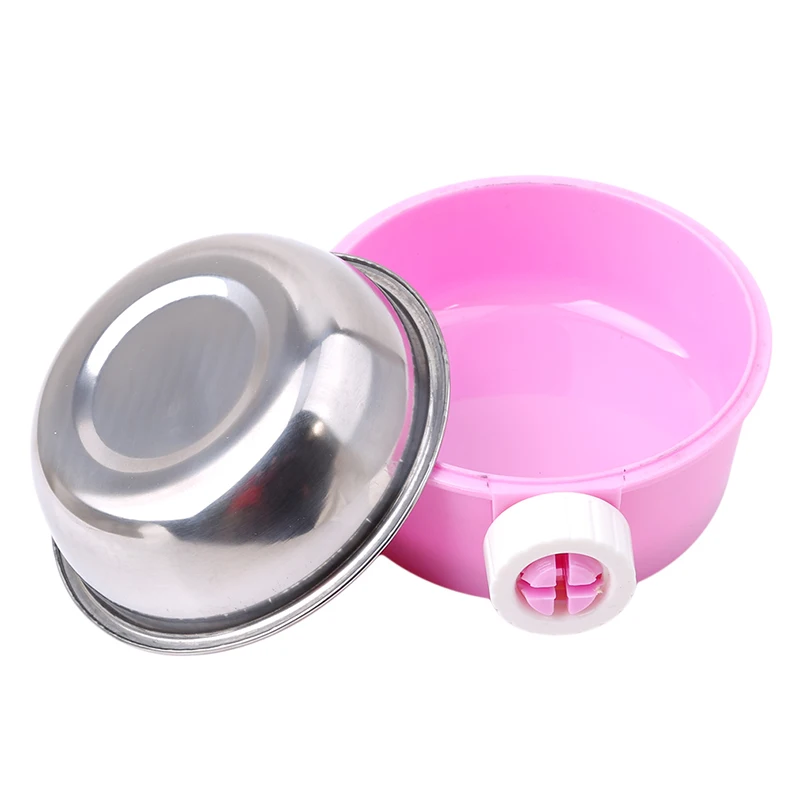 

PP Stainless Steel Inner Dog Water Bowl For Dogs Pet Supplies Small Feeder On Cage Separable Fixed Type Food Cat Bowls