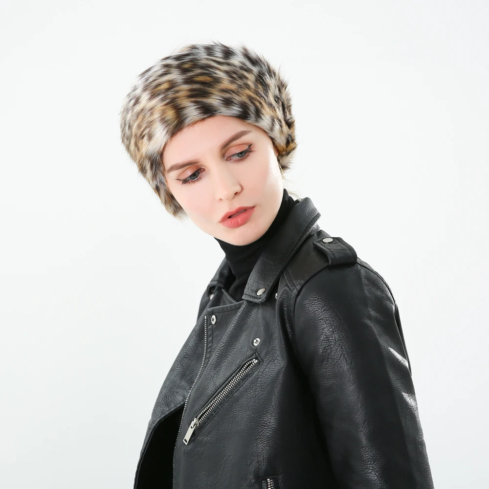 

Winfox 2018 New Fashion Winter Sexy Lovely Faux Fur Leopard Hat And Scarf For Women Ladies