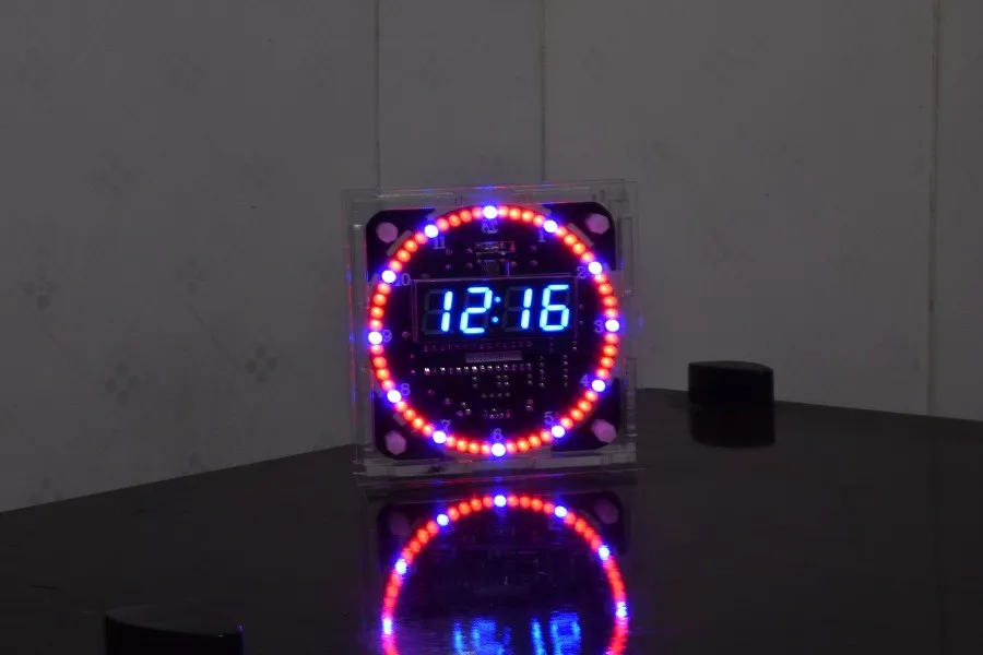 blue 1 with case Обновление DIY EC1515B DS1302 свет Управление вращения светодиодный набор для электронных часов музыки доски световой сигнализации Управление часы - Цвет: blue 1 with case