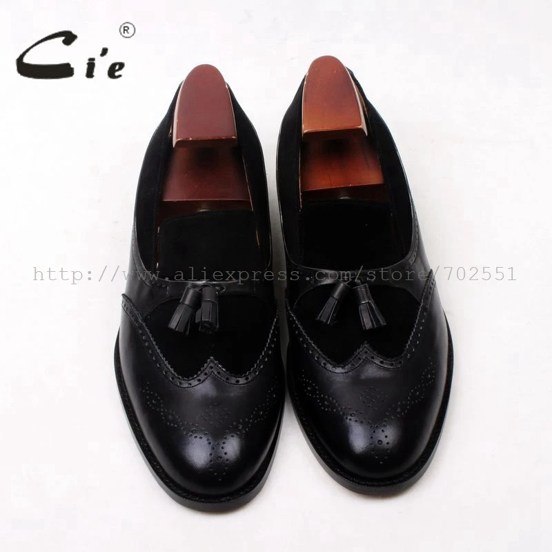 Мужские замшевые лоферы ручной работы cie Черные слипоны с круглым носком и