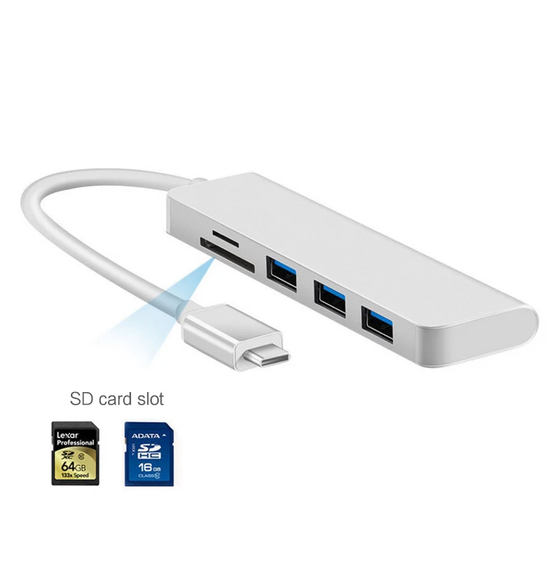 5-в-1 Тип C концентратор USB Мульти USB C адаптер USB 3,0 разветвитель 3 Порты и разъёмы кард-ридер для Xiaomi Mi Тетрадь Air 12,5 13," ноутбуки USB-C