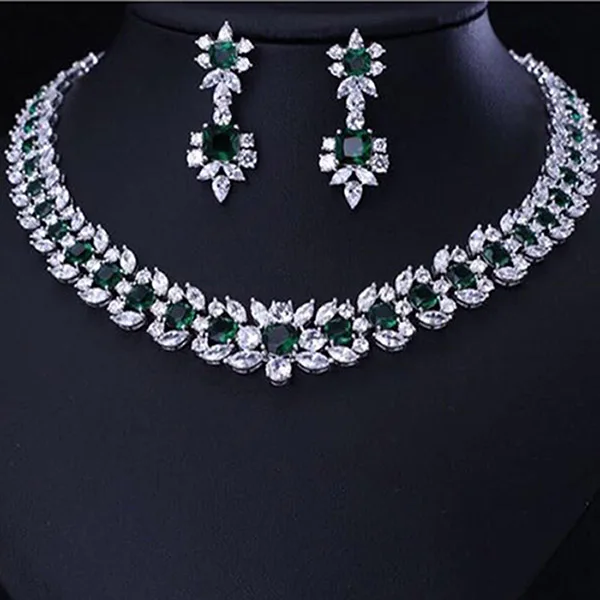 Роскошное Белое золото цветные ювелирные наборы опт изысканный квадратной формы